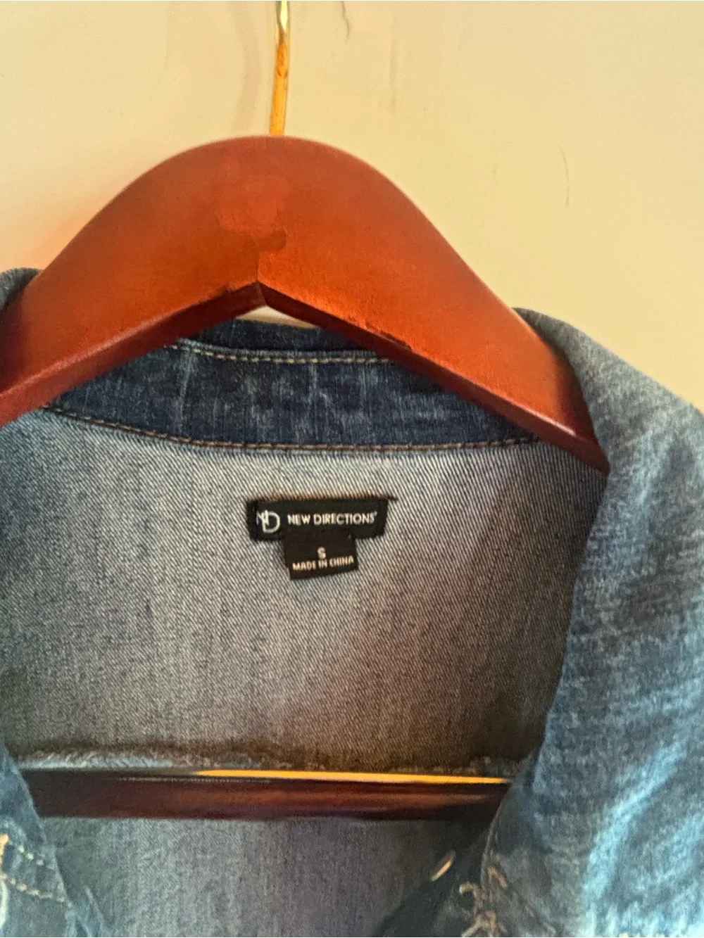 New Directions Women's Blue Denim Button Front Jacket Long Sleeve S